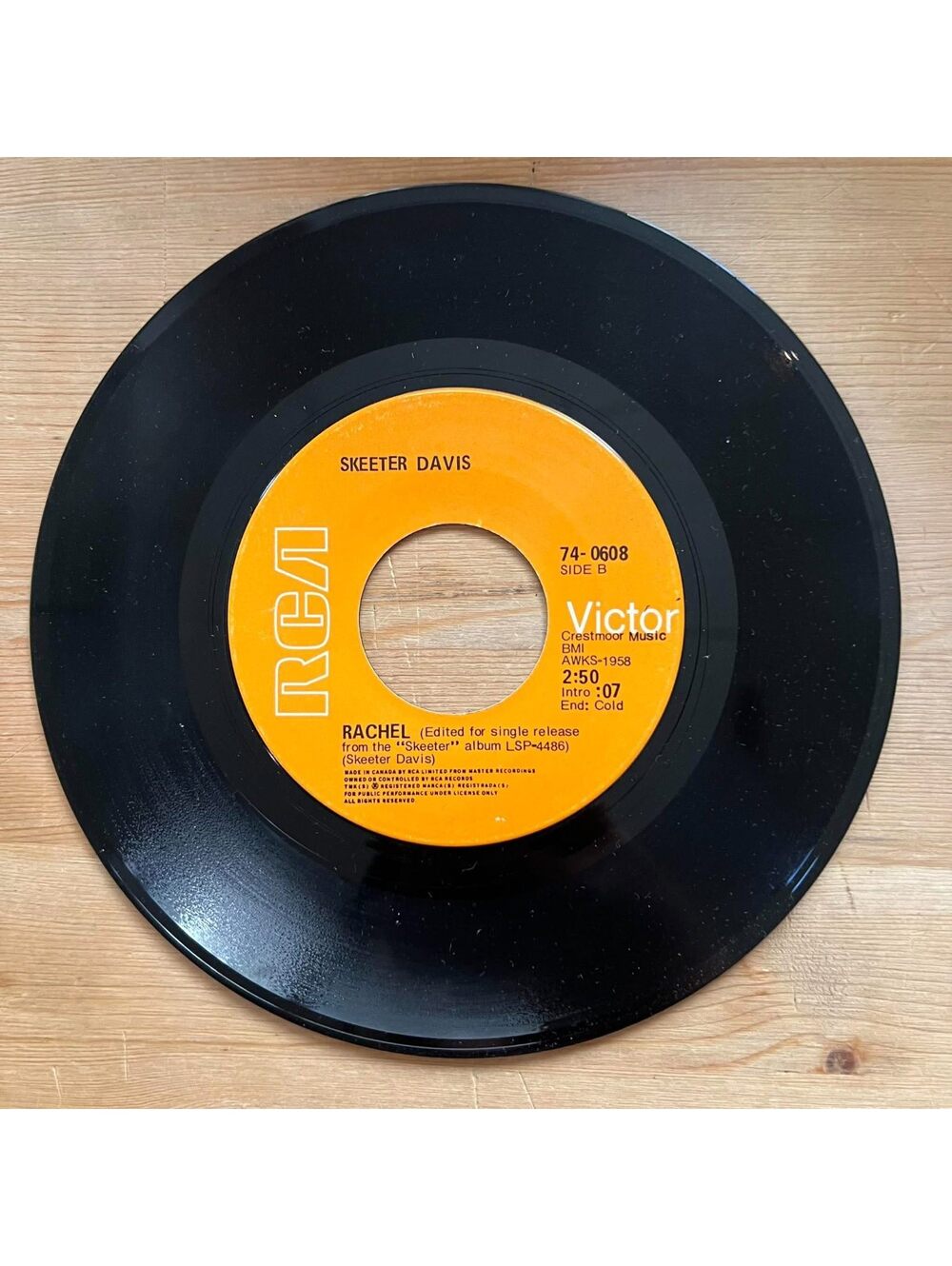 Skeeter Davis - Rachel/One Tin Soldier 45rpm VG+ R16